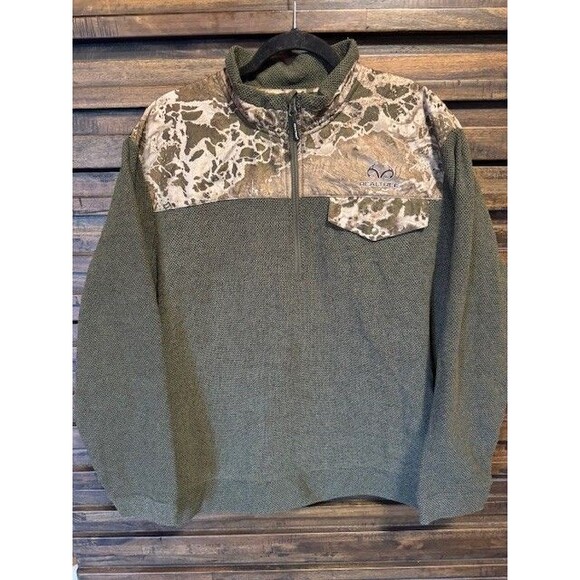 Mens XL RealTree Jacquard Fleece Pullover Timber‎ Camo Camouflage Jacket Shirt - Picture 1 of 14